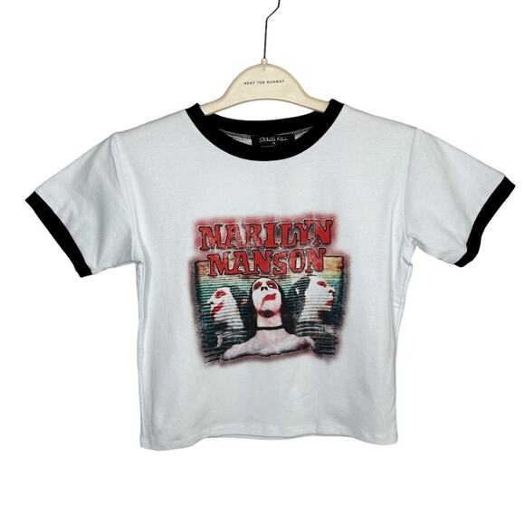 Dolls Kill Tops - Dolls Kill x Marilyn Manson Crop Tee Unreleased